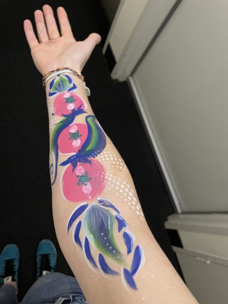 Beautiful temporary arm tattoo drawn in an Art Therapy session where the client chose her body as the canvas